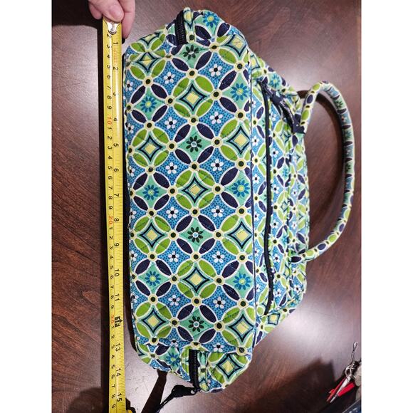 Retired Vera Bradley Daisy Daisy Blue Lime Green Floral Handbag - Picture 4 of 6